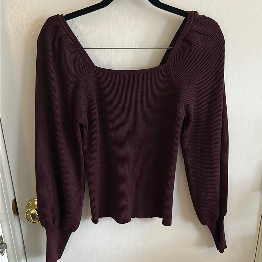 DKNY Burgundy Long Sleeve Top - Picture 3 of 4